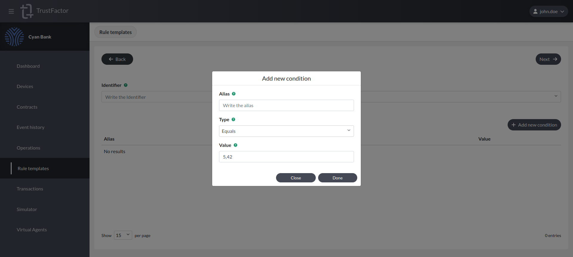 Rule Templates (float)