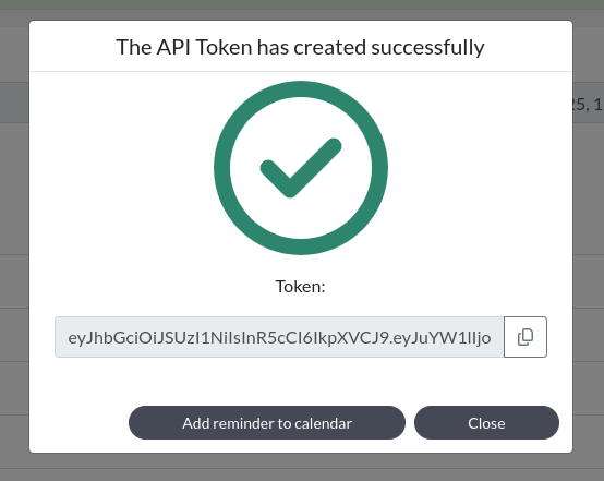 Save your API Token