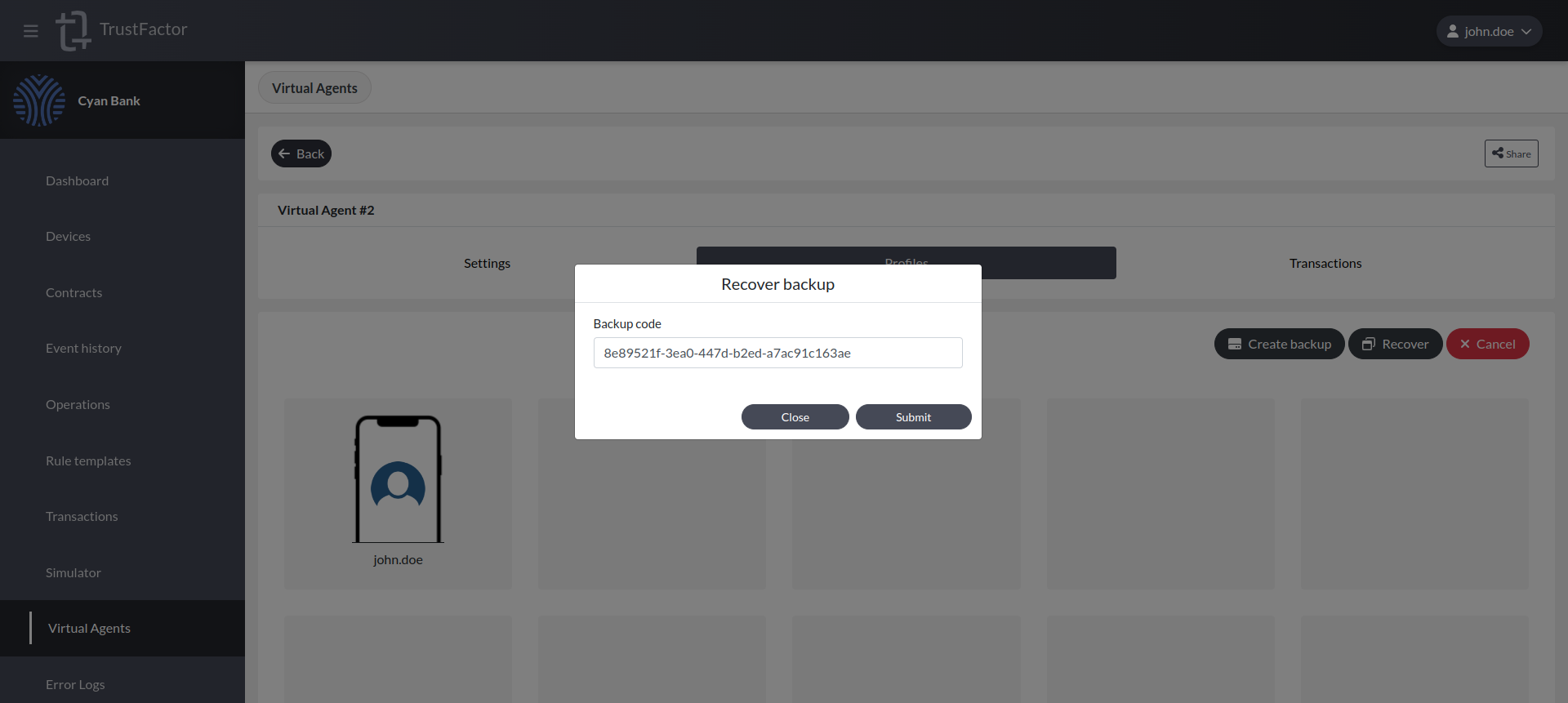 Virtual Agents Profiles Recover