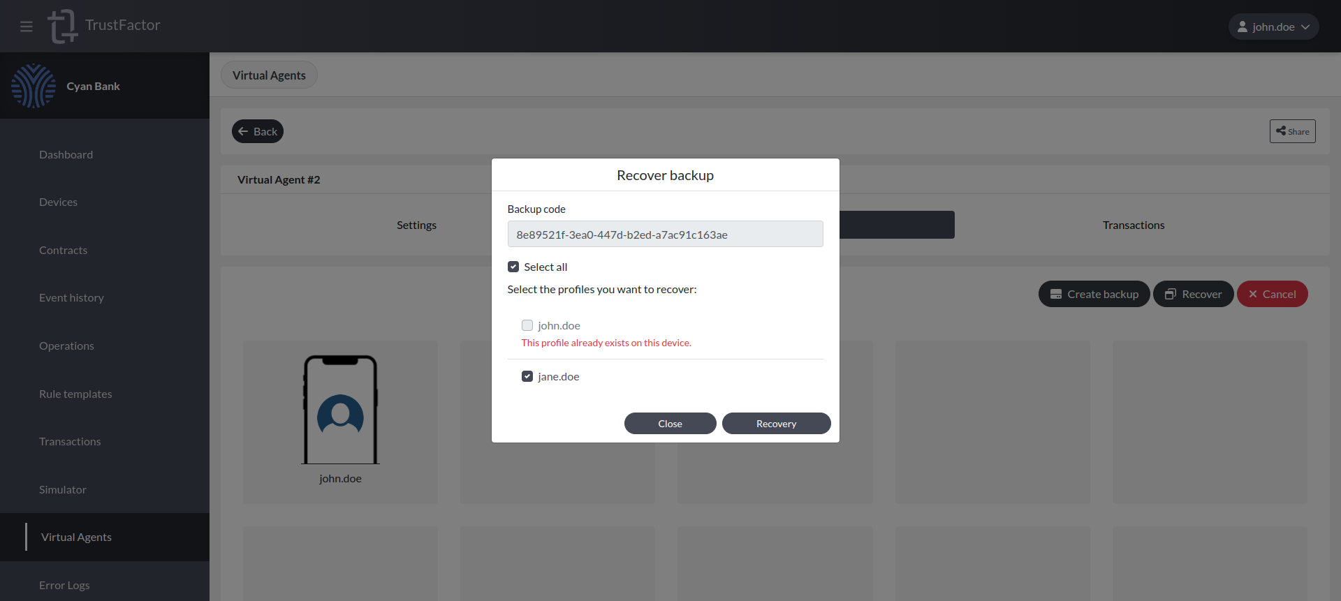 Virtual Agents Profiles Recover Metadata