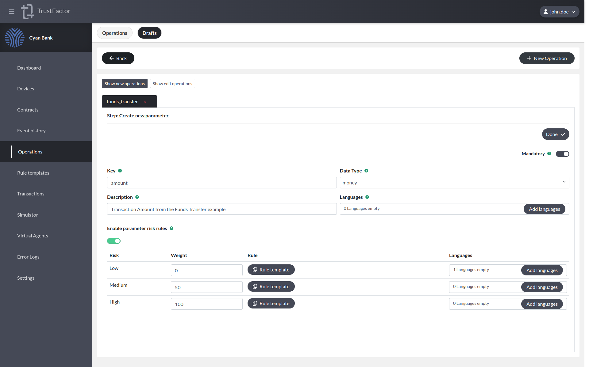 &quot;Funds Transfer Amount Parameter Risk&quot;