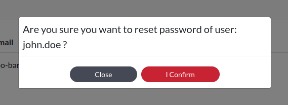 User Administration Reset Password